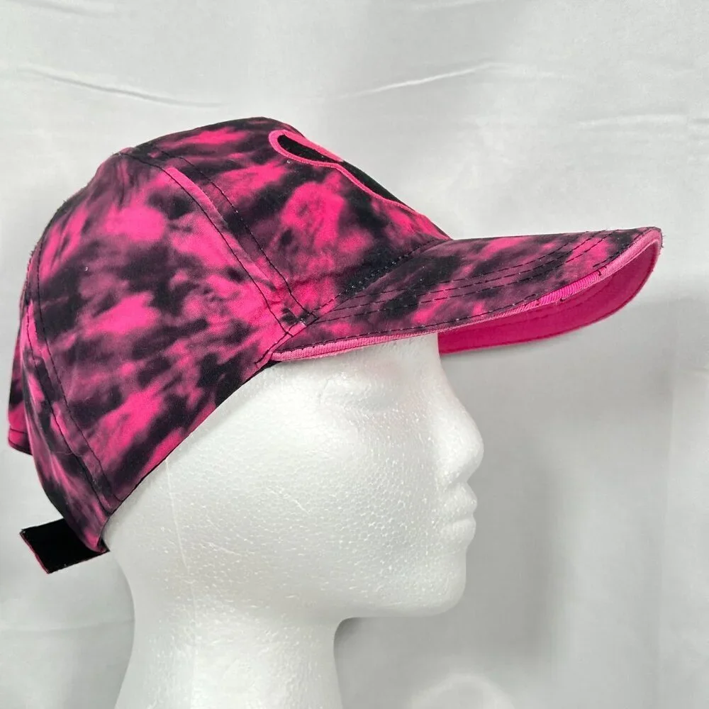 Disney Minnie Mouse Tie Dye Baseball Cap Adjustable Strap OS Pink Black Vacation